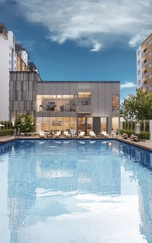 Clubhouse and pool deck, concept render